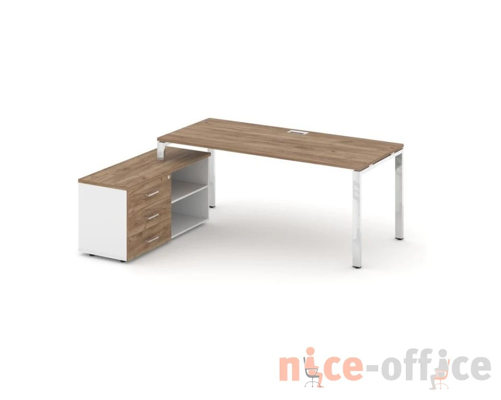 Стол письменный с греденцией левой на П-образном каркасе 1380x700x750 Стайл Проджект Директ Люкс / Style Project Direct Lux