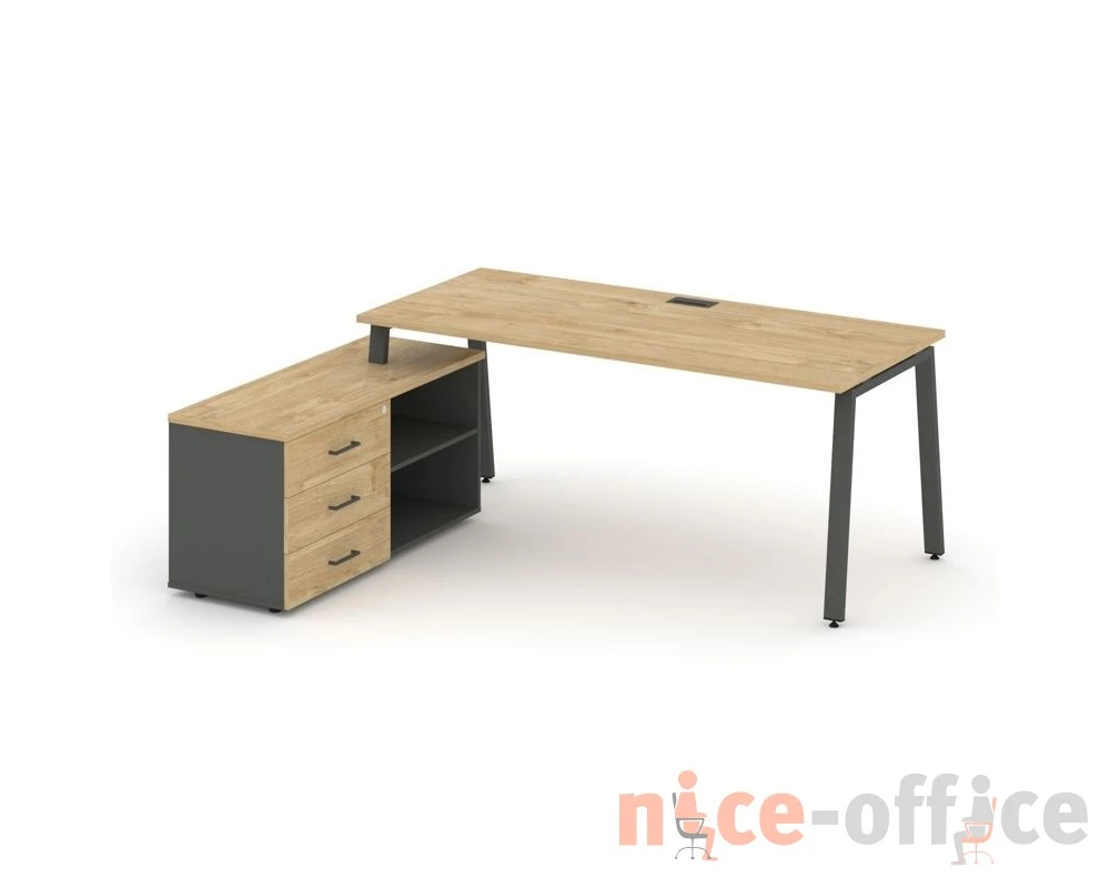 Стол письменный с греденцией левой на А-образном каркасе 1580x1480x750 Стайл Проджект Директ / Style Project Direct
