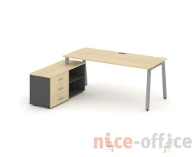 Стол письменный с греденцией левой на А-образном каркасе 2180x1580x750 Стайл Проджект Директ / Style Project Direct images