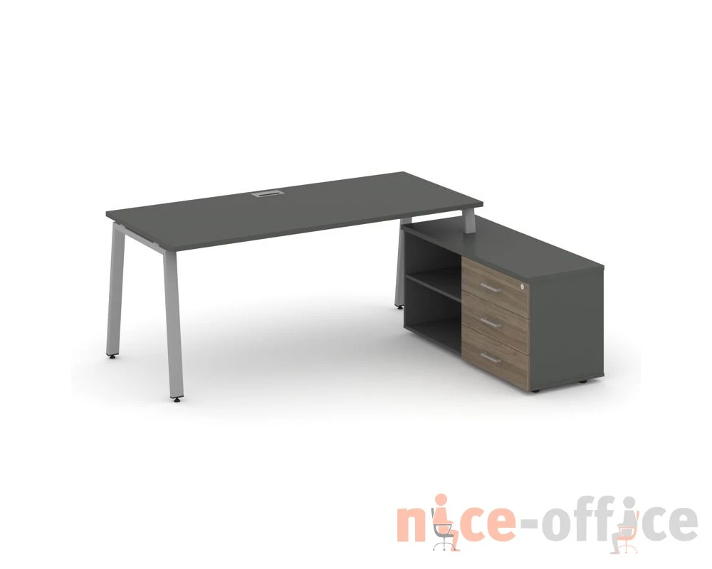 Стол письменный с греденцией правой на А-образном каркасе 2180x1480x750 Стайл Проджект Директ / Style Project Direct