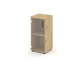 Шкаф низкий узкий левый прозр. стекло 400x400x833 зад. стенка HDF Стайл Проджект / Style Project images