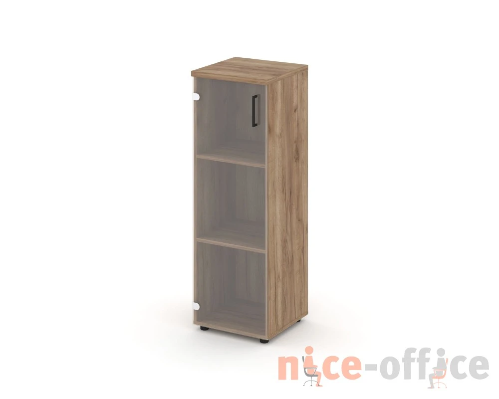 Шкаф средний узкий левый прозр. стекло 400x400x1203 зад. стенка HDF Стайл Проджект / Style Project