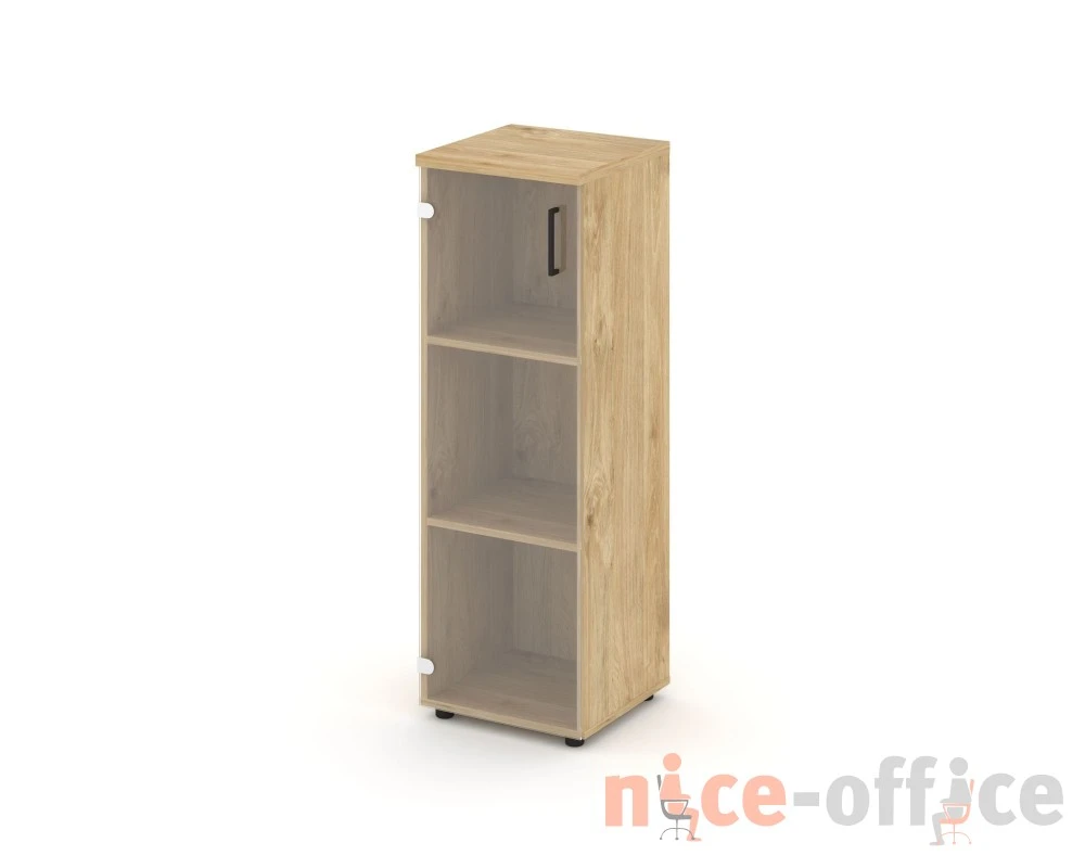 Шкаф средний узкий левый прозр. стекло 400x400x1203 зад. стенка HDF Стайл Проджект / Style Project