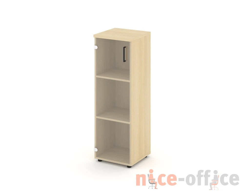 Шкаф средний узкий левый прозр. стекло 400x400x1203 зад. стенка HDF Стайл Проджект / Style Project