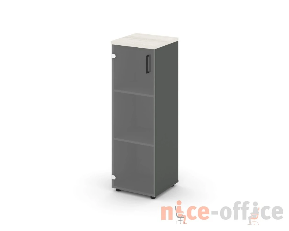 Шкаф средний узкий левый прозр. стекло 400x400x1203 зад. стенка HDF Стайл Проджект / Style Project