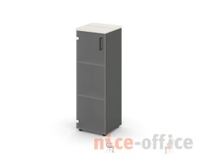 Шкаф средний узкий левый прозр. стекло 400x400x1203 зад. стенка HDF Стайл Проджект / Style Project images