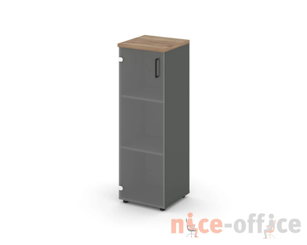 Шкаф средний узкий левый прозр. стекло 400x400x1203 зад. стенка HDF Стайл Проджект / Style Project
