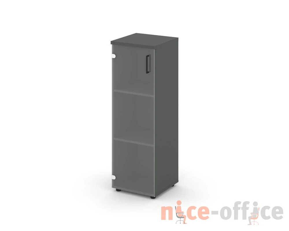 Шкаф средний узкий левый прозр. стекло 400x400x1203 зад. стенка HDF Стайл Проджект / Style Project
