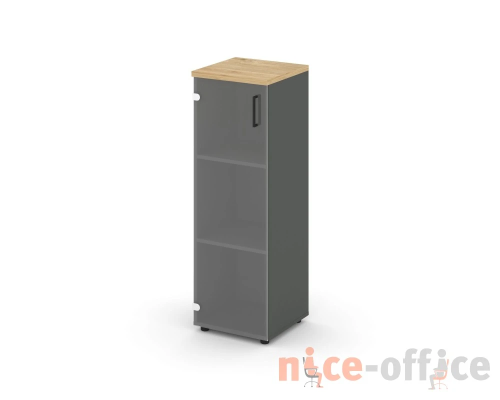 Шкаф средний узкий левый прозр. стекло 400x400x1203 зад. стенка HDF Стайл Проджект / Style Project