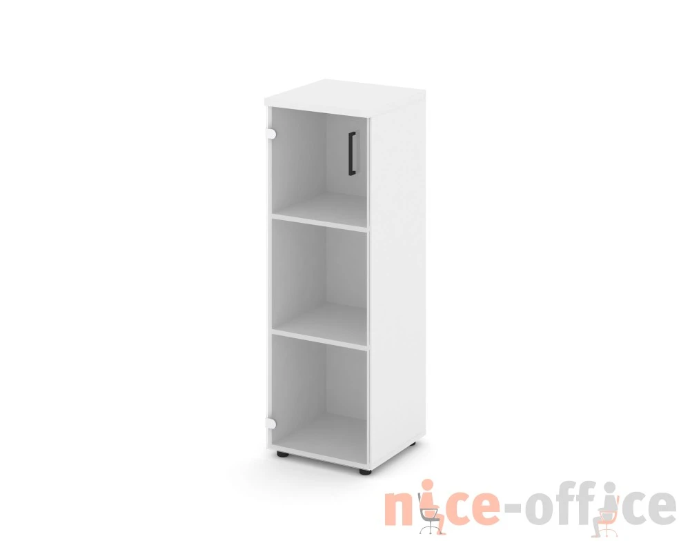 Шкаф средний узкий левый прозр. стекло 400x400x1203 зад. стенка HDF Стайл Проджект / Style Project