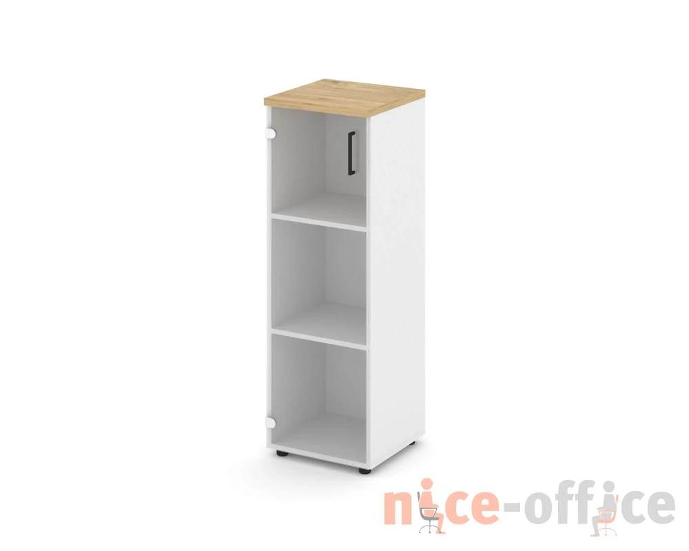Шкаф средний узкий левый прозр. стекло 400x400x1203 зад. стенка HDF Стайл Проджект / Style Project