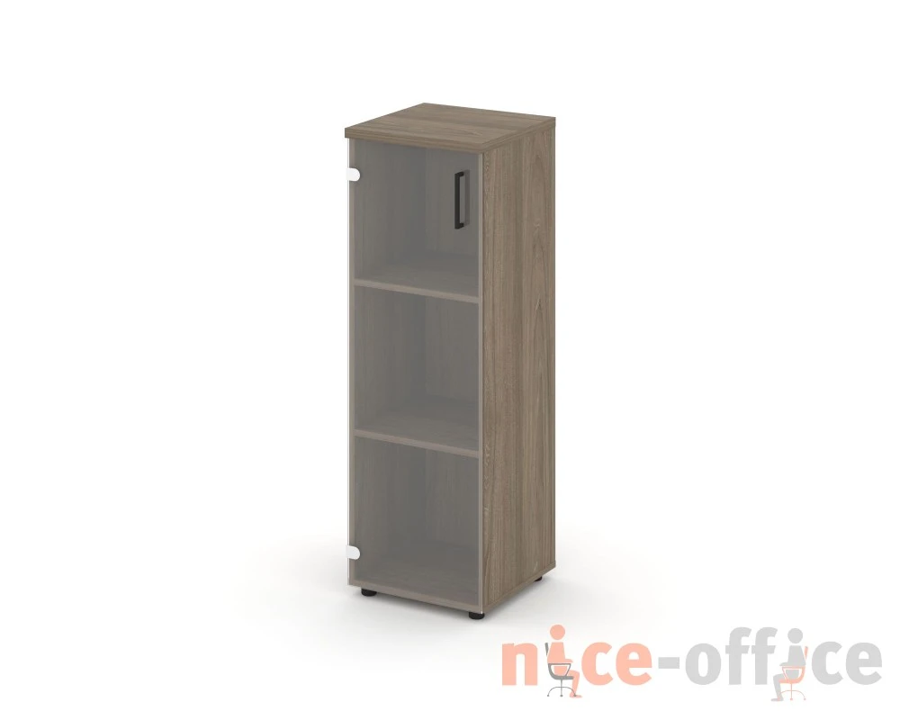 Шкаф средний узкий левый прозр. стекло 400x400x1203 зад. стенка HDF Стайл Проджект / Style Project