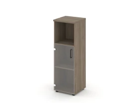 Шкаф средний узкий левый прозр. стекло с нишей 400x400x1203 Стайл Проджект / Style Project images