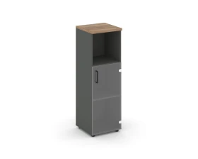 Шкаф средний узкий правый прозр. стекло с нишей 400x400x1203 Стайл Проджект / Style Project images