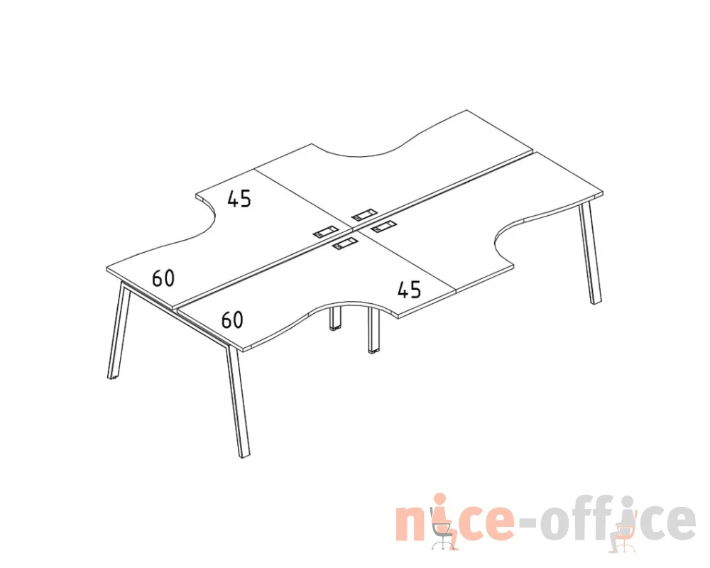 Рабочая станция (4х120) на каркасе TRE столы Классика A4.PRO