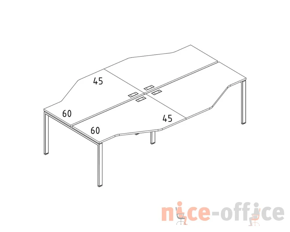 Рабочая станция на каркасе UNO из столов Техно (4х160) A4.PRO