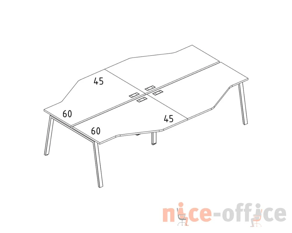 Рабочая станция на металлокаркасе TRE столы (4х140) Техно A4.PRO