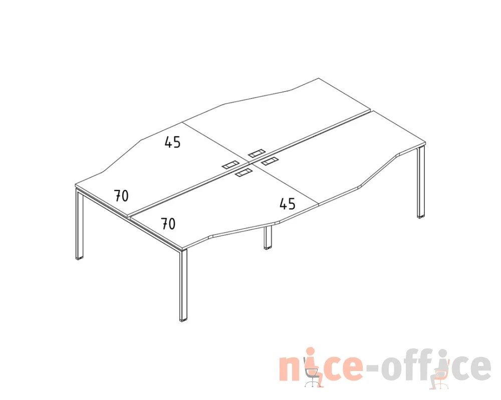 Рабочая станция на металлокаркасе UNO из столов Техно (4х140) A4.PRO