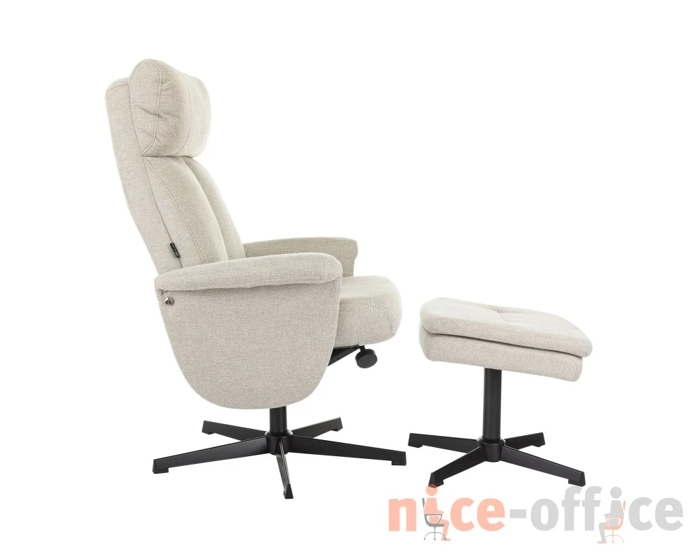 Кресло Бюрократ БАРОН / BARON с пуфом Ткань, Бежевый