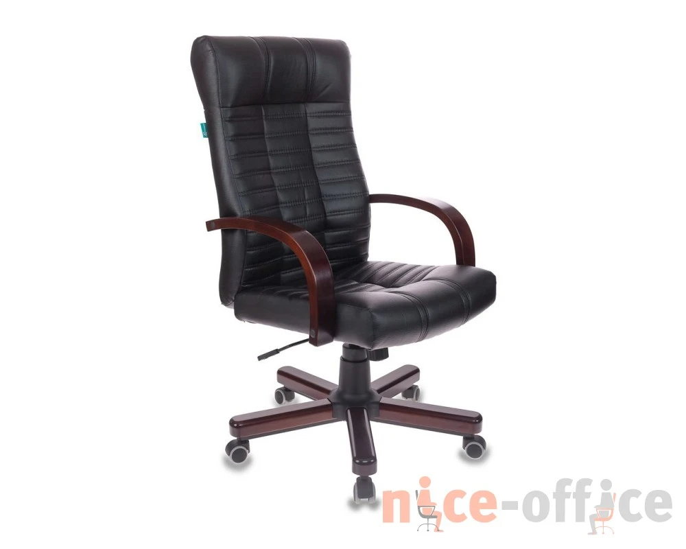 Кресло Бюрократ KB-10WALNUT Экокожа, Черный