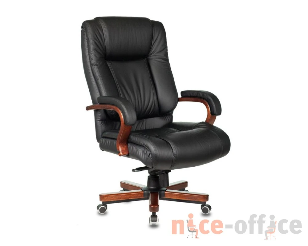 Кресло Бюрократ T-9925WALNUT Натуральная кожа, Черный