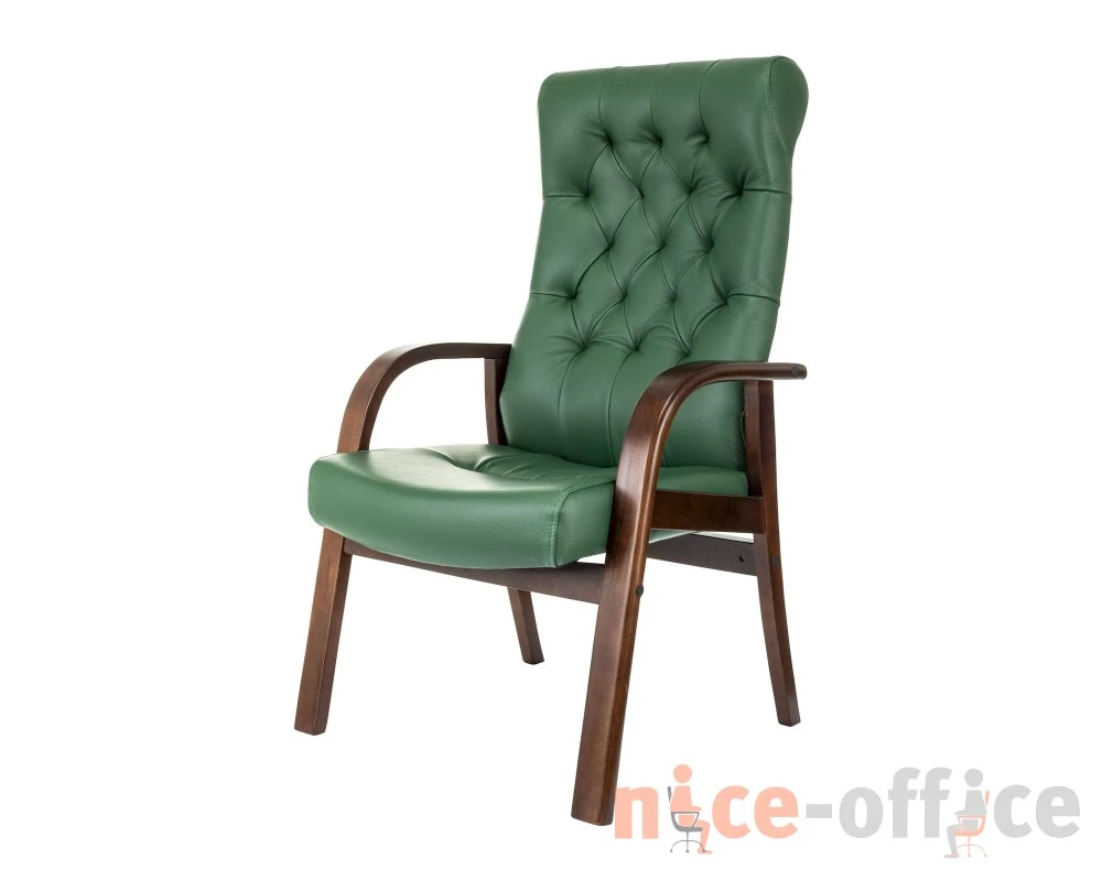 Кресло Бюрократ T-9928WALNUT-CF Натуральная кожа, Зеленый