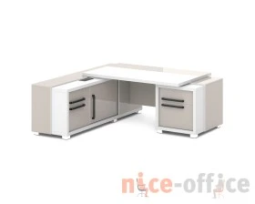 Стол с тумбой и греденцией (беспроводная зарядка, 2xUSB, розетка) 2070х2016х750 Грейс / Grace images