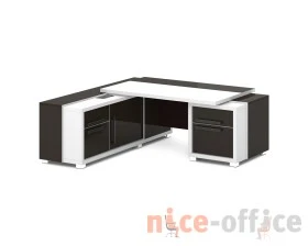 Стол с тумбой и греденцией (беспроводная зарядка, 2xUSB, розетка) 2070х2016х750 Грейс / Grace images
