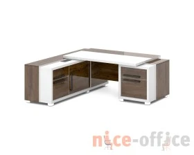 Стол с тумбой и греденцией (беспроводная зарядка, 2xUSB, розетка) 2070х2016х750 Грейс / Grace images