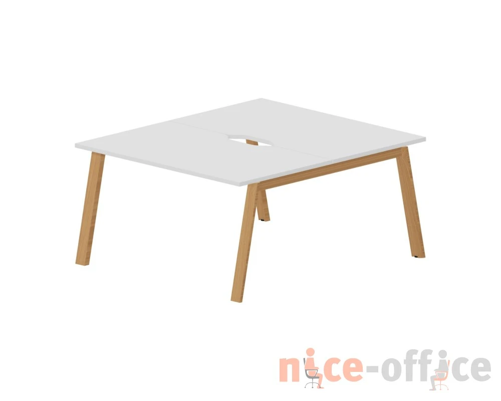 Стол bench отдельный 140х160х75 (с эргономичными вырезами) Артвуд / Artwood Белый/Бук