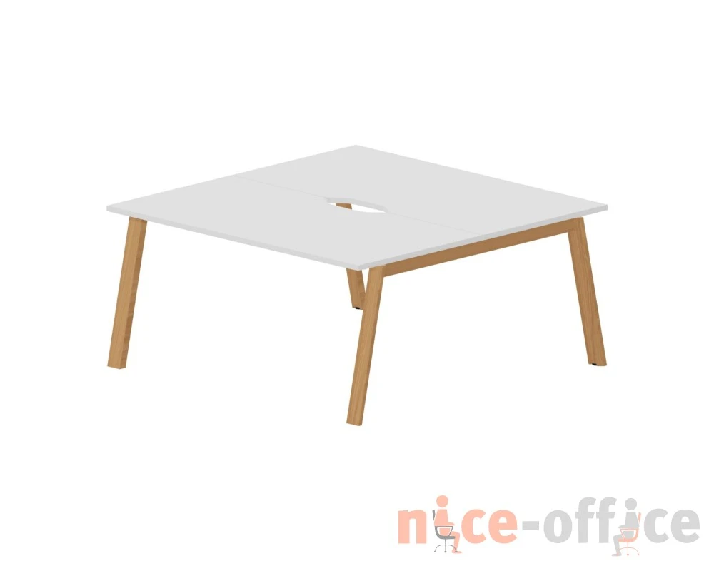 Стол bench отдельный 160х160х75 (с эргономичными вырезами) Артвуд / Artwood Белый/Бук