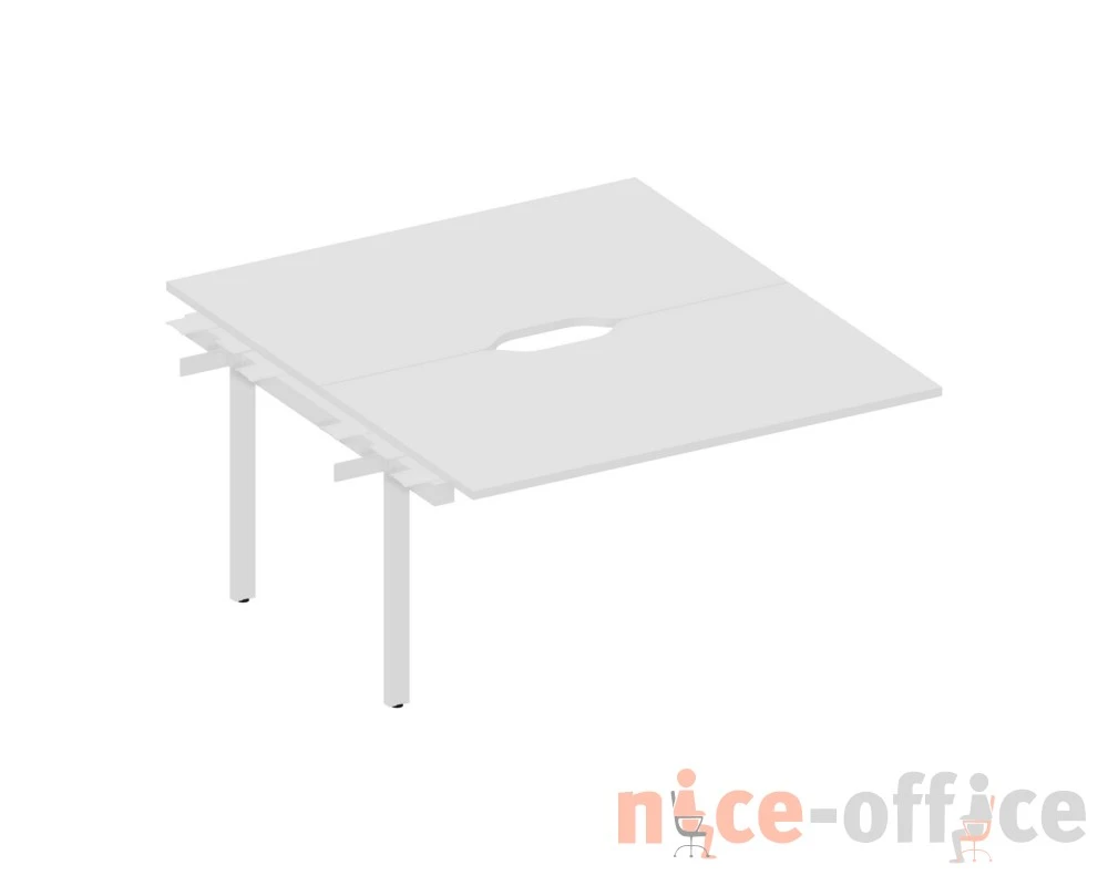 Стол bench приставной 140х160х75 (с эргономичными вырезами) Артвуд / Artwood Белый/Бук