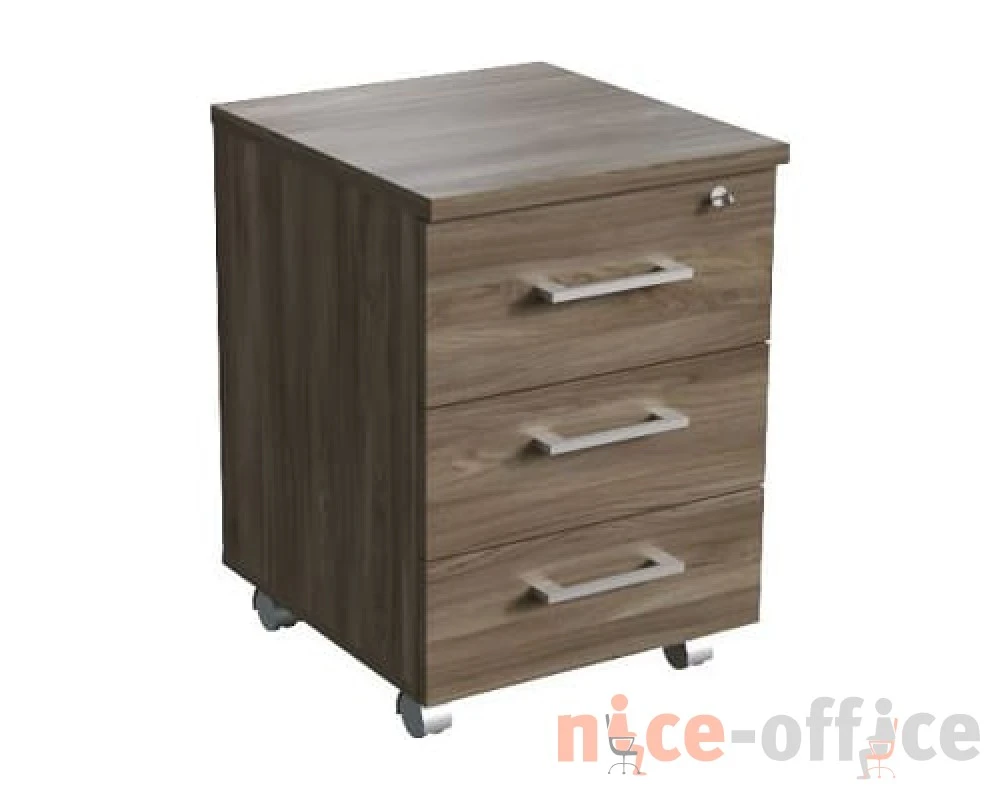 Тумба подкатная с центральным замком 43x46x60 Belfast, Blackwood, Steel