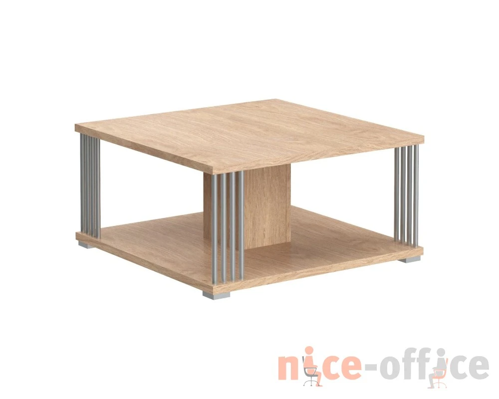 Стол журнальный с металлическими трубками 800х800х400 Кофе / Coffee